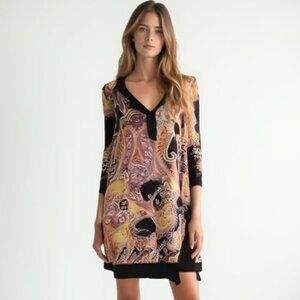 ❤️ Tiana B. Paisley Print Black and Orange Dress XL